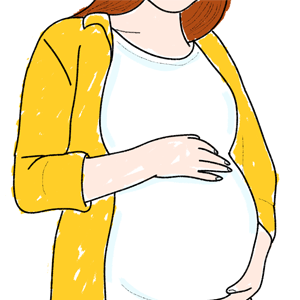 Illustration of pregnant woman holding belly